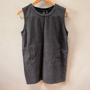 Norma Kamali Sleeveless Charcoal Gray Mini‎ Dress With Front Pockets  Cotton ble